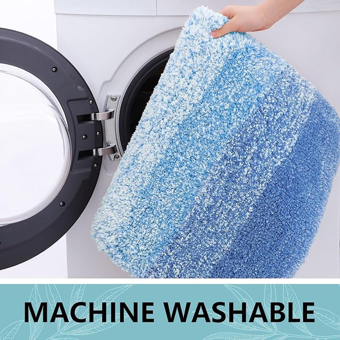 Arotive Microfiber Bathroom Rugs, Shaggy Soft and Absorbent Bath Rug, Non-Slip, Thick Plush Machine Washable Dry Bath Mats for Bathroom, Tub and Shower, 47x24, Light Royal Blue