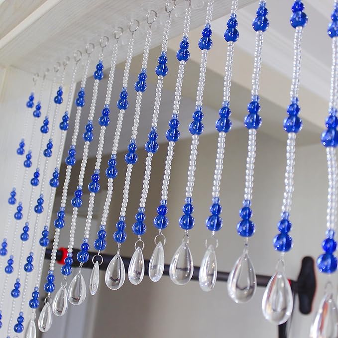 Hanging Glass Door Beads Curtains Valance Self-Adhesive for Doorways Crystals Stran Arched Windows, Clear Crystal Room Partition Curtain Door Frame Beads for Doorways Closets 10