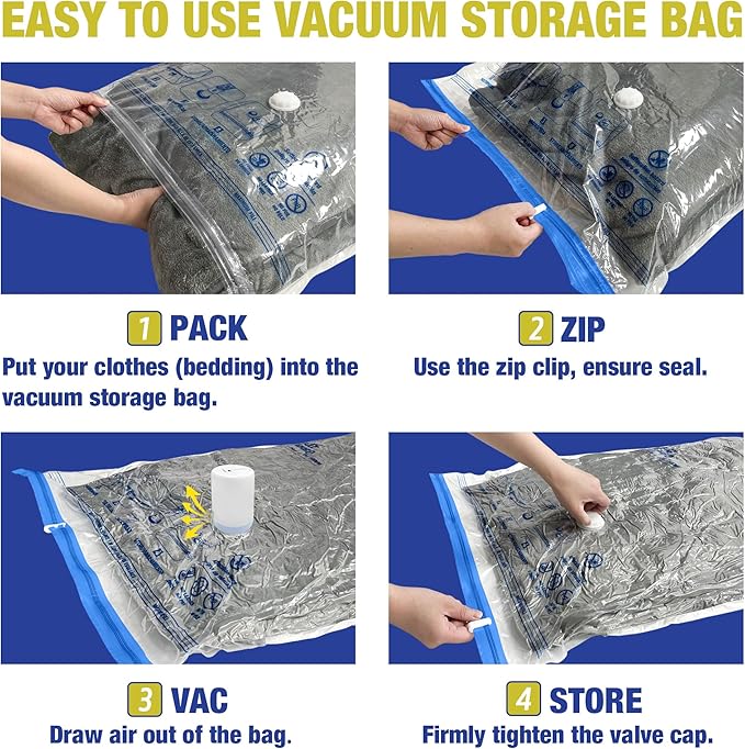 Travel Vacuum Bags with Electric Pump, Vacuum Travel Bags for Luggage and Suitcase, Vacuum Seal Compression Packing Bags for Clothes Clothing, Combo 12 Pack