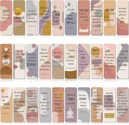 30 Pieces Christian Bookmarks Magnetic Bible Verse Bookmarks Religious Scripture Inspirational Church Supplies Motivational Prayer Page Clips for Kids Women Teachers Students School Gifts (Boho)