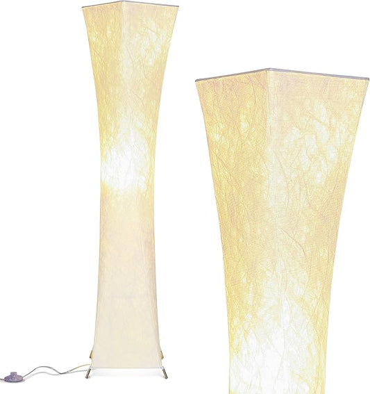 Brightech Harmony Contemporary Lamp for Boho Living Rooms & Offices, LED Floor Lamp for Bedrooms, Tall Lamp with Heavy Base, Mid-Century Modern Standing Lamp for Great Living Room Décor – White Shade