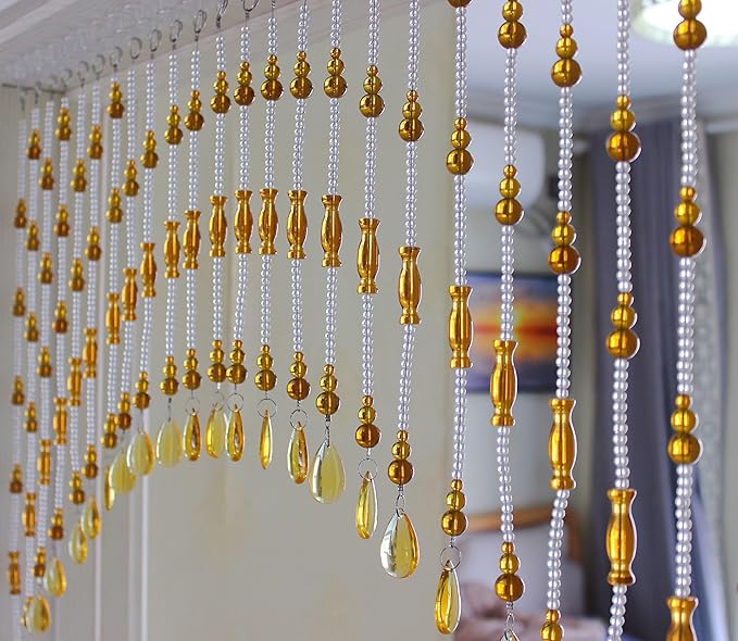 Hanging Glass Door Beads Curtains Valance Self-Adhesive for Doorways Crystals Stran Arched Windows, Clear Crystal Room Partition Curtain Door Frame Beads for Doorways Closets 13