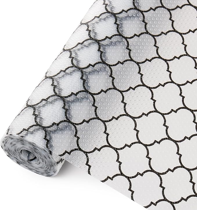 Cooyes Shelf Liner – Non-Slip Shelf Liners for Kitchen Cabinets – Waterproof Shelf Paper with Modern Pattern – Durable EVA Cabinet Liners