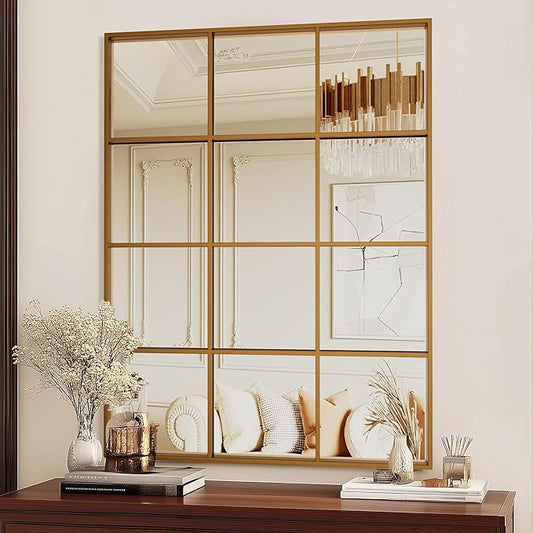 Antok Decorative Mirrors for Wall Decor, 30" x 40" Decorative Wall Mirror Black Window Mirrors Wall Mounted Decorative Mirror for Living Room Dining Room Hallway Entryway,Bronze,Retro Rect Style