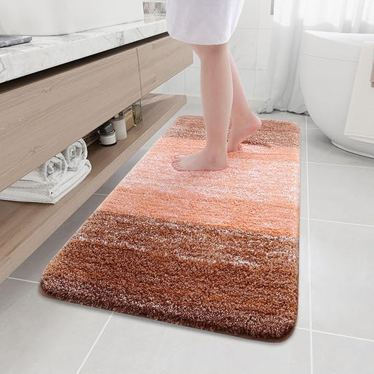 Arotive Microfiber Bathroom Rugs, Shaggy Soft and Absorbent Bath Rug, Non-Slip, Thick Plush Machine Washable Dry Bath Mats for Bathroom, Tub and Shower, 47x24, Orange
