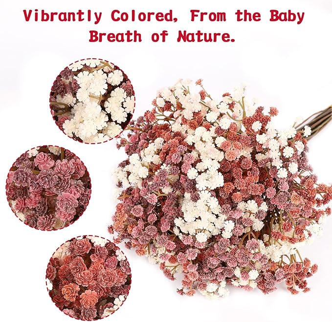 Baby Breath Flowers Fall Flowers Artificial Bulk , 30Pcs Fall Decor Fake Gypsophila Plants Bouquets Flowers Real Touch Faux Babies Breath Arrangement for Home Autumn Wedding Vase Decoration Orange