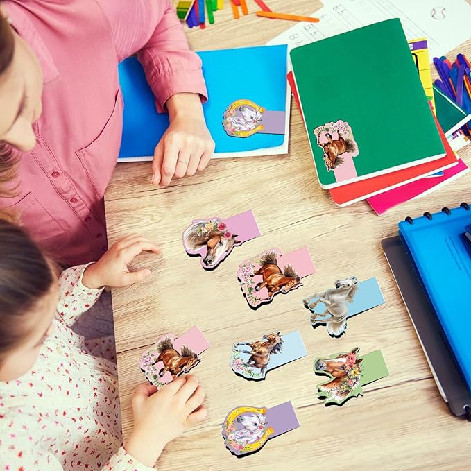Horse Magnetic Bookmark Gifts - 12 Pcs Funny Animal Magnetic Bookmarks Flower Horse Book Mark Magnets Page Marker Clip Gift for Book Lovers Students Teacher School Reading Book Marks