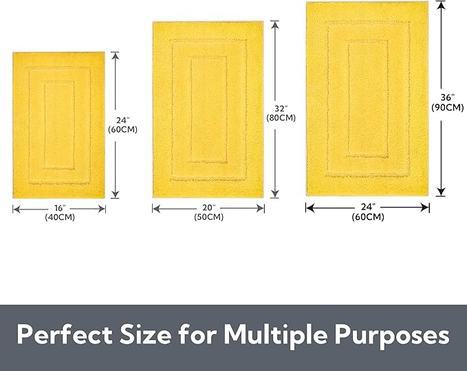 GRANNY SAYS Bathroom Rug Mat,36" x 24" Bath Mats for Bathroom Non-Slip, Super Soft and Water Absorbent, Microfiber Bath Rugs, Machine Wash Dry, Large Bath Rugs for Floor, Yellow