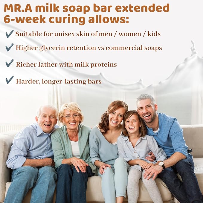 3PCS Natural and Organic Handmade Soap Bar, Handcraft Milk Soap Bar for Face Body Wash, Milk Soap for Women, Men, Kids, Cold processed Bath soap for moisturizing