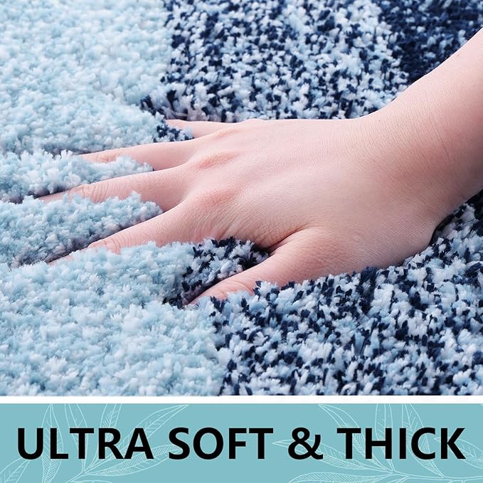 Arotive Microfiber Bathroom Rugs, Shaggy Soft and Absorbent Bath Rug, Non-Slip, Thick Plush Machine Washable Dry Bath Mats for Bathroom, Tub and Shower, 59x20, Dark Blue