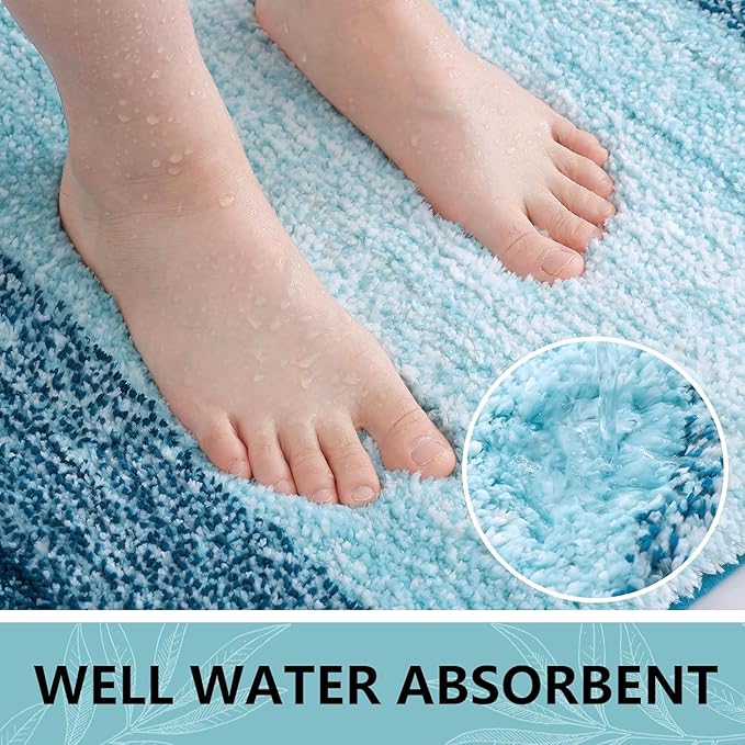 Arotive Microfiber Bathroom Rugs, Shaggy Soft and Absorbent Bath Rug, Non-Slip, Thick Plush Machine Washable Dry Bath Mats for Bathroom, Tub and Shower, 70x24, Peacock Blue