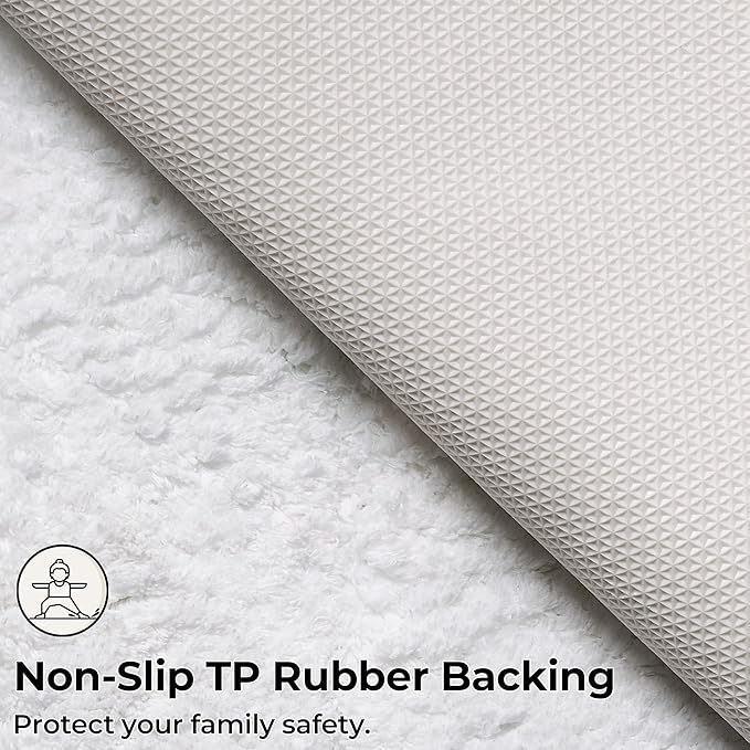 GRANNY SAYS Large Bathroom Rugs Non Slip Washable, 59" x 24", Water Absorbent Bath Mats for Bathroom, Thick Soft Shaggy Bath Rug, Microfiber Bath Floor Mat, Bath Decor, White