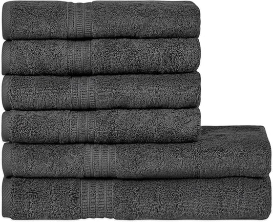 HOMELOVER 6 Piece Towel Set - 100% Organic Cotton 2 Bath Towels & 4 Hand Towels - 500 GSM, Hotel & Spa Quality, Soft, Quick Dry, Highly Absorbent Bathroom Essentials (Coal Gray)
