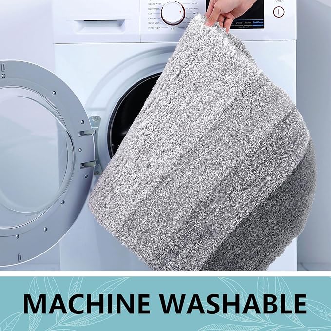 Arotive Microfiber Bathroom Rugs, Shaggy Soft and Absorbent Bath Rug, Non-Slip, Thick Plush Machine Washable Dry Bath Mats for Bathroom, Tub and Shower, 34x21, Grey