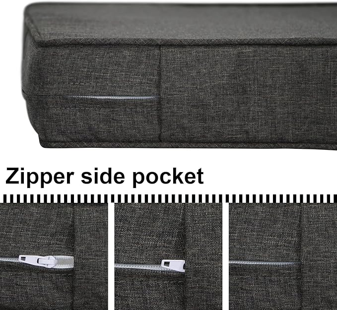Deep Seat Cushions, Outdoor Cushions, Patio Furniture Cushions, Deep Seat & Back Cushion Patio Cushions with Rmoveable Cover for Backyard Couch Sofa Fade Resistant (19x19x3 in, Solid Dark Grey)