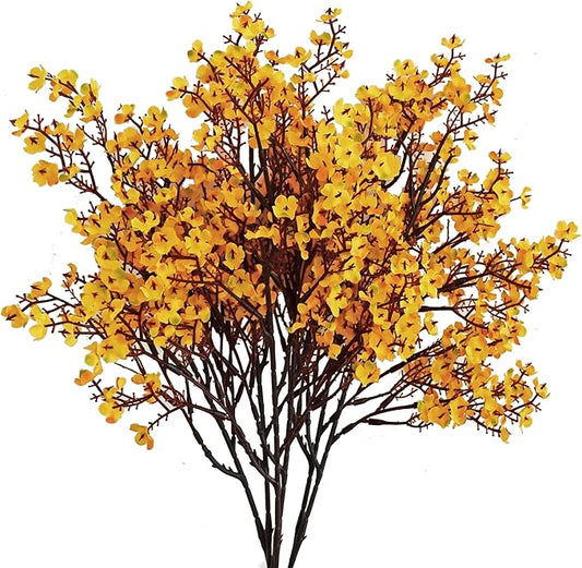 Mandy's Dark Yellow Artificial Baby’s Breath Flowers 6 Bundles Silk Gypsophila with Bendable Stems for Fall Centerpiece Wedding Decor and Table Arrangements