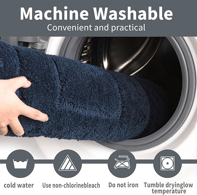 GRANNY SAYS Navy Bathroom Rugs, Bath Mats for Bathroom Non-Slip, Super Soft and Water Absorbent, Extra Large Bath Rugs Washable, Microfiber Bath Rugs for Floor, Tub and Shower, 59" x 24"