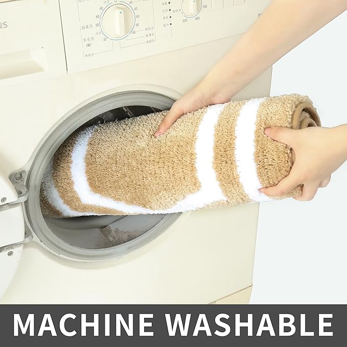 COSY HOMEER Extra Thick Bath Rugs - Anti-Slip Bath Linen Sets Mats Soft Plush 100% Strong Polyester Mat Living Room Bathroom Water Absorbent(Beige,17x27 - Inches)