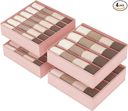 DIMJ Sock Organizer Drawer Organizer - Closet Organization and Storage, Underwear Drawer Organizer for Storing Socks, Handkerchiefs, Ties, Belts,Pink