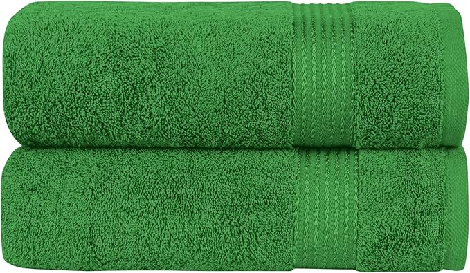 Elegant Comfort Premium Turkish Cotton 2 Pack Bath Towel Set - 27 x 54 inch, Luxurious Hotel Spa Quality 100% Turkish Cotton 2PC Bath Towel Set - Highly Absorbent - Soft Bathroom Towels, Emerald Green