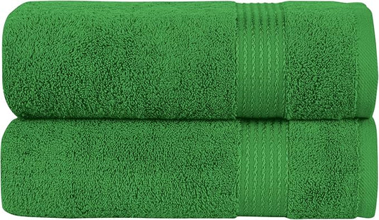 Elegant Comfort Premium Turkish Cotton 2 Pack Bath Towel Set - 27 x 54 inch, Luxurious Hotel Spa Quality 100% Turkish Cotton 2PC Bath Towel Set - Highly Absorbent - Soft Bathroom Towels, Emerald Green