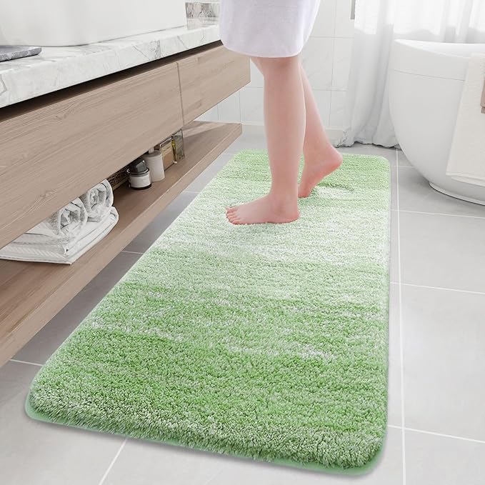 Arotive Microfiber Bathroom Rugs, Shaggy Soft and Absorbent Bath Rug, Non-Slip, Thick Plush Machine Washable Dry Bath Mats for Bathroom, Tub and Shower, 70x24, Sage Green