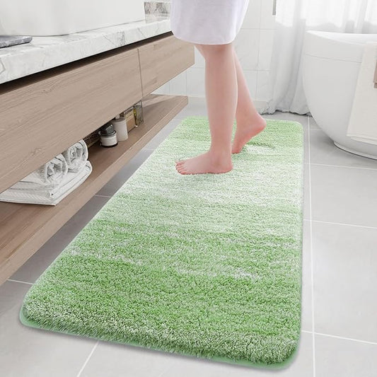 Arotive Microfiber Bathroom Rugs, Shaggy Soft and Absorbent Bath Rug, Non-Slip, Thick Plush Machine Washable Dry Bath Mats for Bathroom, Tub and Shower, 70x24, Sage Green