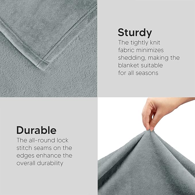 Utopia Bedding Fleece Blanket Twin Size Ash Grey 300GSM Luxury Anti-Static Fuzzy Soft Microfiber Bed Blanket (60x80 Inch)