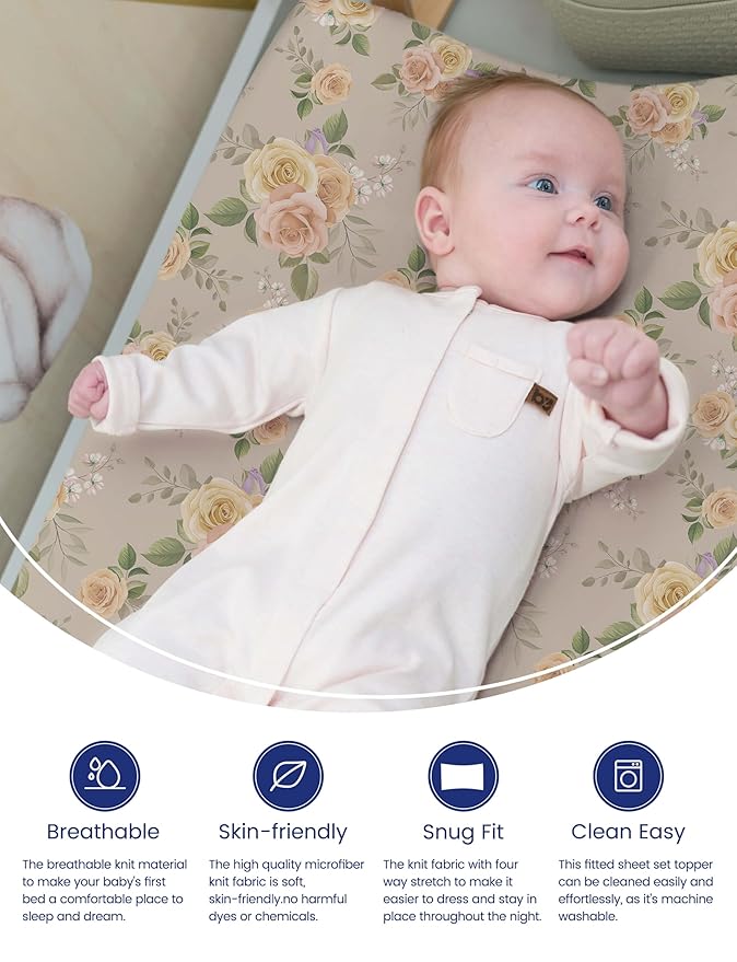 TotAha Changing Pad Cover, Buttery Soft Diaper Changing Pad Covers for Girls Boys, Super Stretchy Jersey Knit Changing Table Covers, 5'' Deep Pocket, 2 Pack