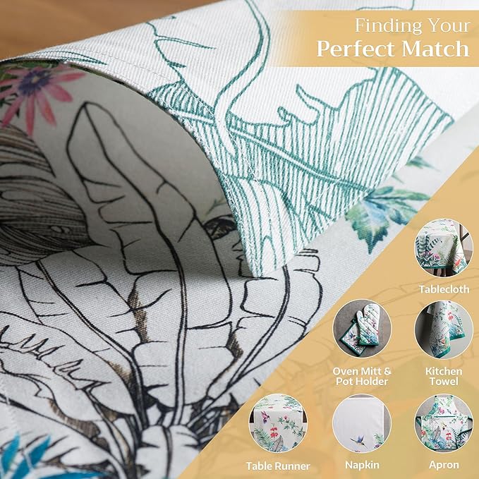 Maison d' Hermine Placemats Set of 4 100% Cotton Washable Cloth Place Mats, Reusable Table Mats for Kitchen Dining Decoration, Party, Wedding, Restaurant Spring/Summer (Tropiques, 13" x 19")