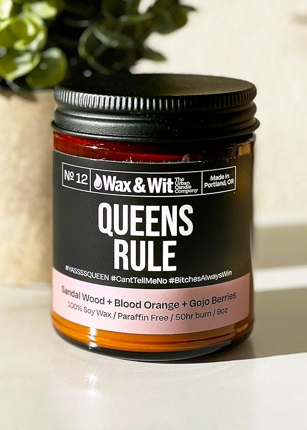 Wax & Wit Funny Soy Candle Gift for Women - Humorous, Aromatherapy Soy Wax Candle, Ideal for Housewarming, Coworker, Birthday – Sandalwood, Blood Orange, Gojo Berries - 9oz