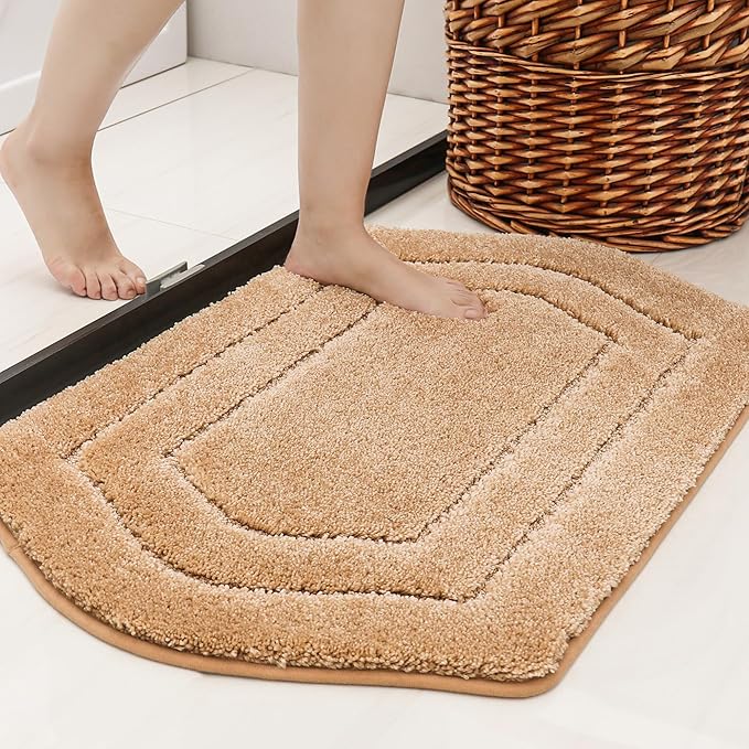 COSY HOMEER Extra Thick Bath Rugs for Bathroom - Anti-Slip Bath Linen Sets Mats Soft Plush 100% Strong Polyester Living Room Bedroom Water Absorbent(Beige,17x27 - Inches)