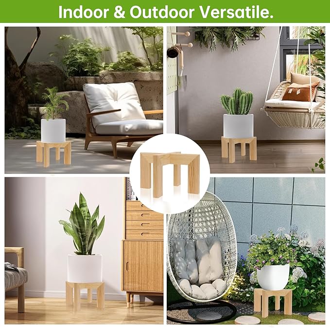 Wood Plant Stand Indoor/Outdoor for Plants, Large Size Planter Stand Holder,Sturdy and Stable Flower Pot Stand,Fits Most Size Flower Pots In Room (1 Pack-White)