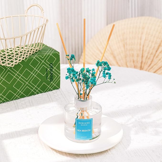 Sea Breath Reed Diffuser Set - 3.38 fl oz (100ml) Essential Oil with 6 Reed Sticks | Home & Bathroom Decor