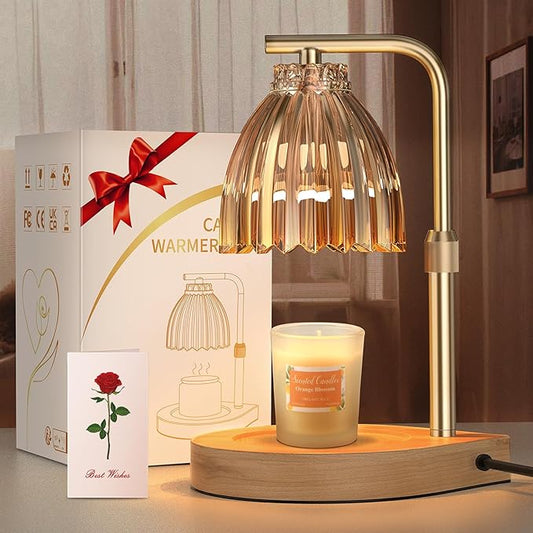 Candle Warmer Lamp with Adjustable Height, Timer & Dimmer, Birthday Gifts for Women, Elegant Gift Box & Greeting Card, Candle Lamp with 2 Bulbs for Home Decor/Bedroom/Office