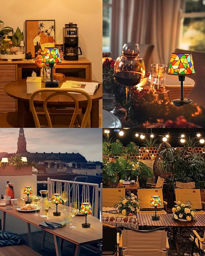UMEXUS 2 Pack Small Cordless Table Lamp for Restaurant Dinner Table, 5200mAh Battery Operated Touch Lamps, Rechargeable Dimmable Portable Night Light for Bedside Dining Room Patio Kitchen Outdoor