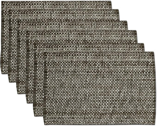Sweet Home Collection 100% Cotton Placemats for Dining Room Rectangle Two Tone Woven Fabric 13" x 19" Soft Durable Table Mat Set, Set of 4, Chocolate