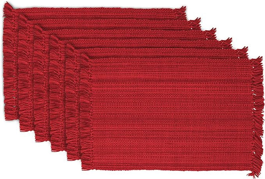 DII Variegated Tabletop Collection, Placemat Set3x19, Tango Red, 6 Piece