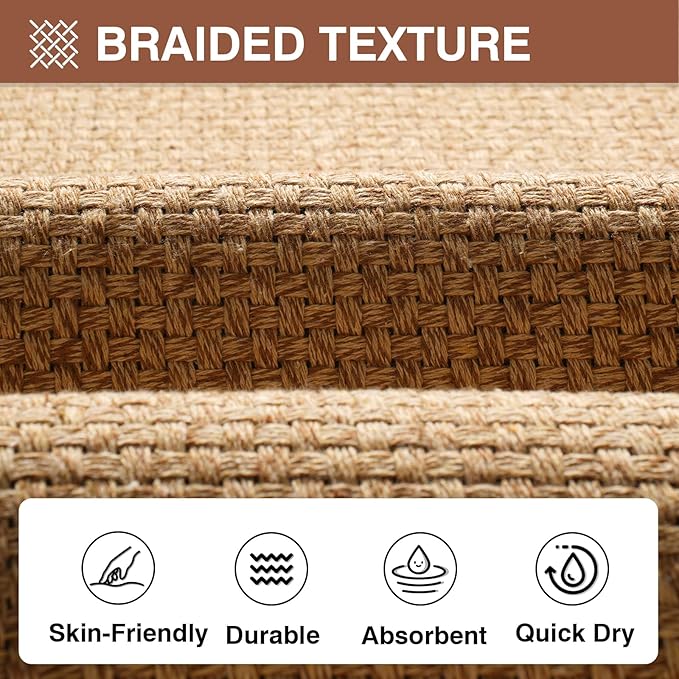 Quick Dry Absorbent Bathroom Rugs Mat Non Slip Bath Mat Ultra Thin Bath Mats for Bathroom Bathroom Mat Floor Rubber Backed Fit Under Door Woven Washable Bath Rugs Brown 16x24