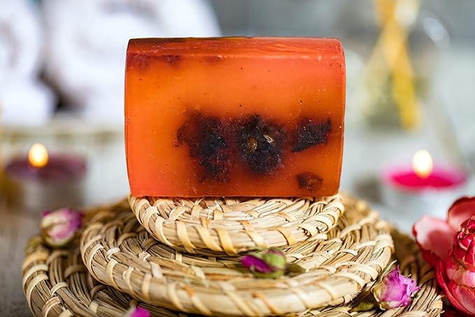 SABUN CO. Rose Oil Soap - Enriched with Rose Essential Oil & Rose Petals - 100% Handcrafted, pH Balanced, Moisturizing Natural Glycerin Soap - GREAT For Sensitive Skin & Facial Care [4.23 oz - 120 gr]