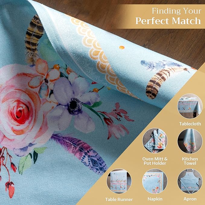 Maison d' Hermine Placemats Set of 4 100% Cotton Washable Cloth Place Mats, Reusable Table Mats for Kitchen Dining Decoration, Party, Wedding, Restaurant Spring/Summer (Ibiza, 13" x 19")