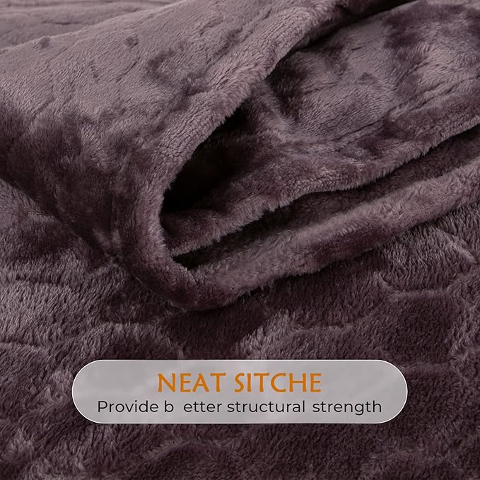 TOONOW Fleece Blanket Textured Fuzzy Plush Throw Blanket Twin Size 60" x 80", Super Soft Fluffy Bed Blanket Geometric Pattern Comfy Microfiber Flannel Blankets for Couch, Bed, Sofa, Purple