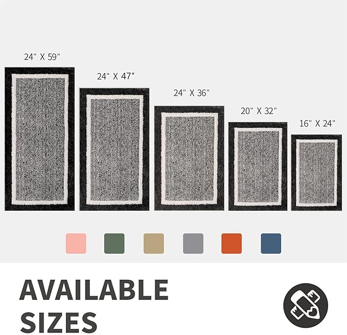 CozeCube Bath mats for Bathroom Non Slip, Fluffy Shaggy Bath Rugs for Bathroom Washable, Extra Soft and Absorbent Microfiber Bath Rugs for Shower Sink, Kitchen Sink, Jet Black, 24" x 36"