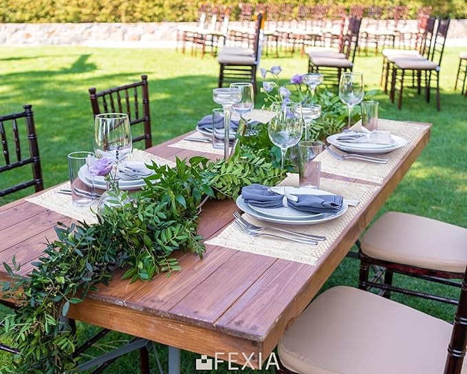 FEXIA Boho Placemats Set of 4, Macrame Table Decor and Farmhouse Style Placemats Natural Cotton Burlap, for Dining Table Kitchen