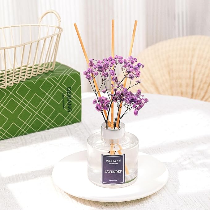 Reed Diffuser 3.38 oz (100ml) 2pcs,Rose/Lavender Scented Reed Diffuser Set,Reed Diffuser & Oil Diffuser Sticks,Home & Kitchen| Home & Bathroom Decor，Fragrance and Gifts