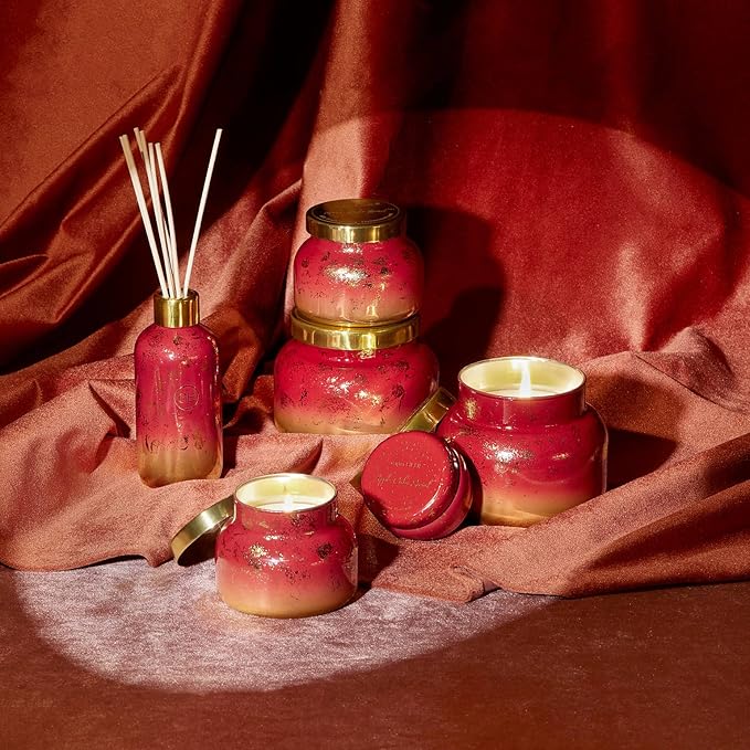 Capri Blue Glimmer Reed Diffuser Set - Includes Diffuser Sticks, Scented Oil, and Decorative Glass Bottle - Home Decor Room Freshener - Capri Blue Home Fragrance - Apple Cider Social (8 fl oz)