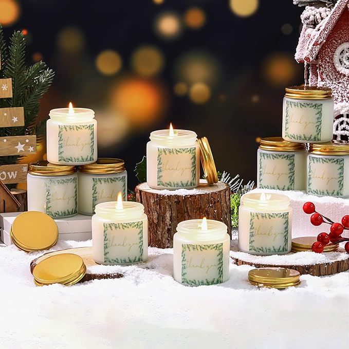 Coume 10 Set Thank You Gifts Candles Employee Appreciation 3.5 oz Christmas Scented Candles Bulk Inspirational Soy Wax Jar Candle Thank You Gifts for Team Coworkers Employee Teacher Volunteers