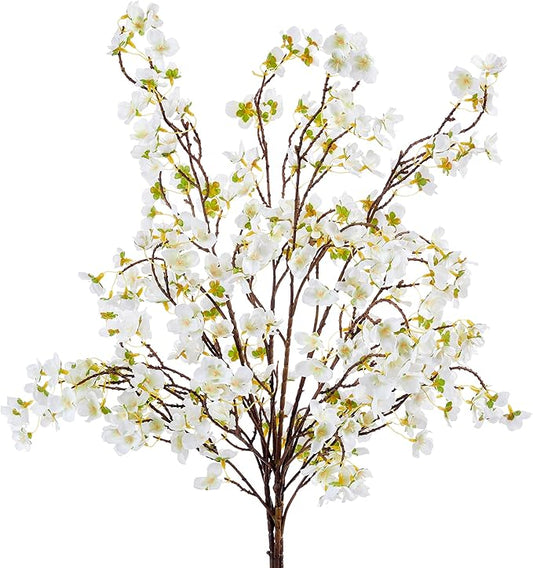 SITUMEIZI Artificial Cherry Blossom Branches Silk 40.58 Inch Faux Cherry Flowers Tall Stems for Home Wedding Bedroom Table Japanese Real Touch Vase Decoration(4Pcs,Ivory White)