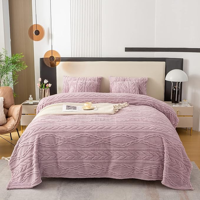 YUSOKI Sherpa Twin XL Blanket-3D Stylish Design Super Soft Fuzzy Cozy Warm Blanket Thick Plush Fluffy Furry Blankets for Teen Girls Women Couch Bed Sofa Chair Men Boys Gift(Rose Pink,65"x90")