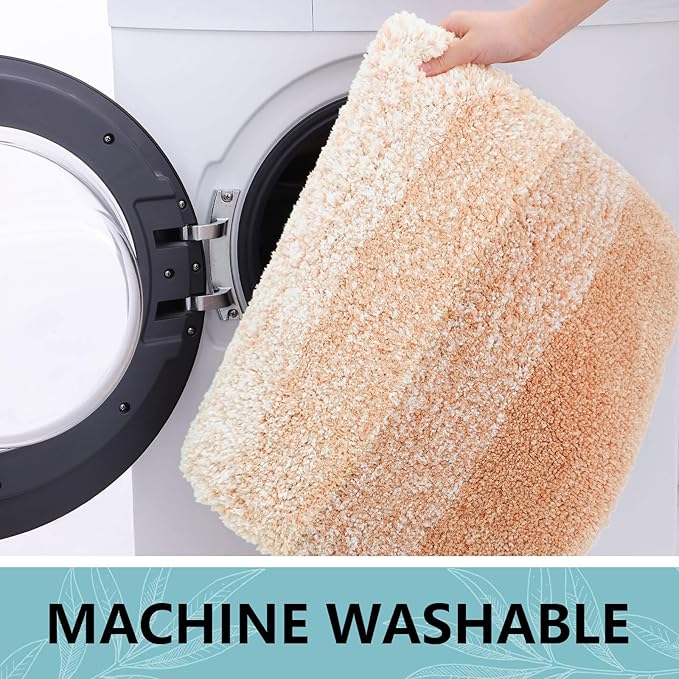 Arotive Microfiber Bathroom Rugs, Shaggy Soft and Absorbent Bath Rug, Non-Slip, Thick Plush Machine Washable Dry Bath Mats for Bathroom, Tub and Shower, 30x20, Peach